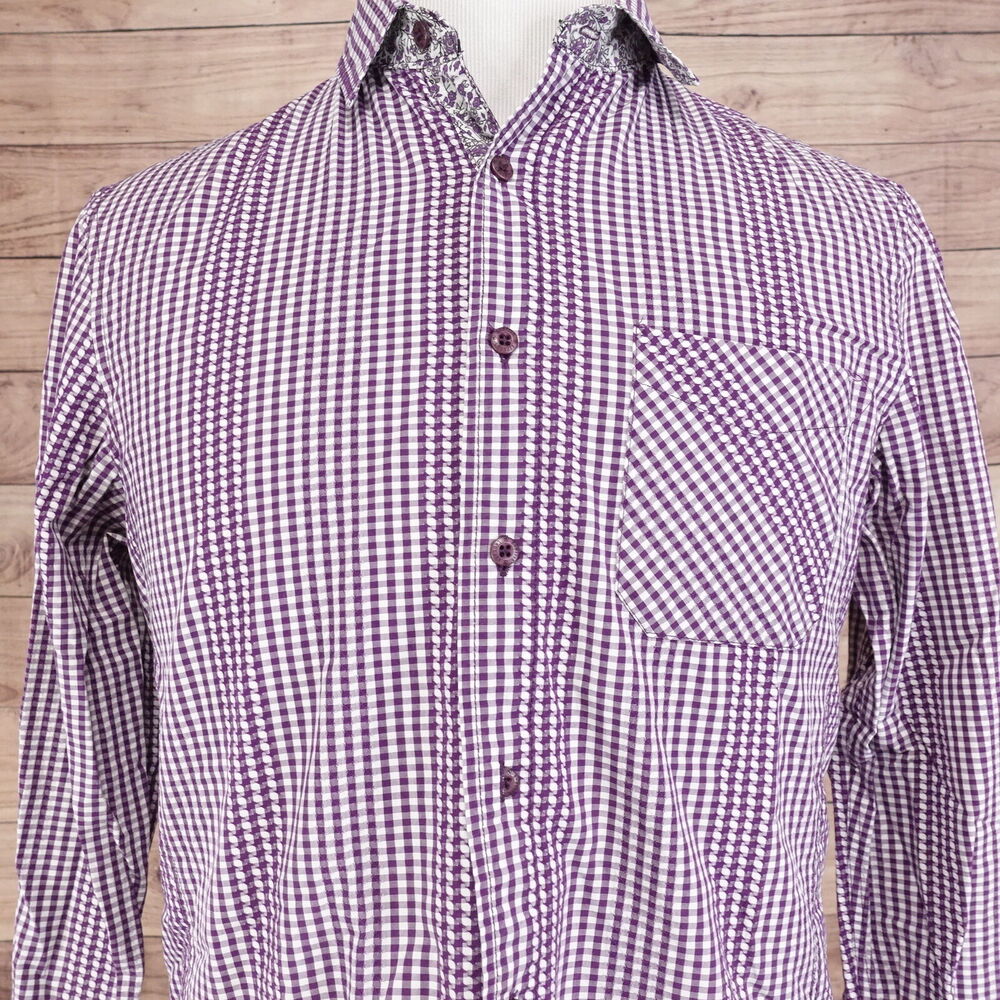 ENGLISH LAUNDRY BY CHRI STOPHER WICKS PURPLE‎ CHECK BUTTON UP SHIRT M